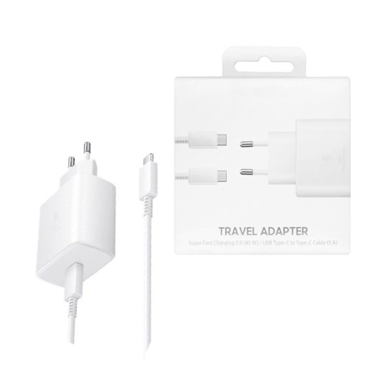 Adaptador de Viagem EP-TA845XBEGCN USB Tipo C 45W com Cabo Tipo C para Tipo C (5A) Branco